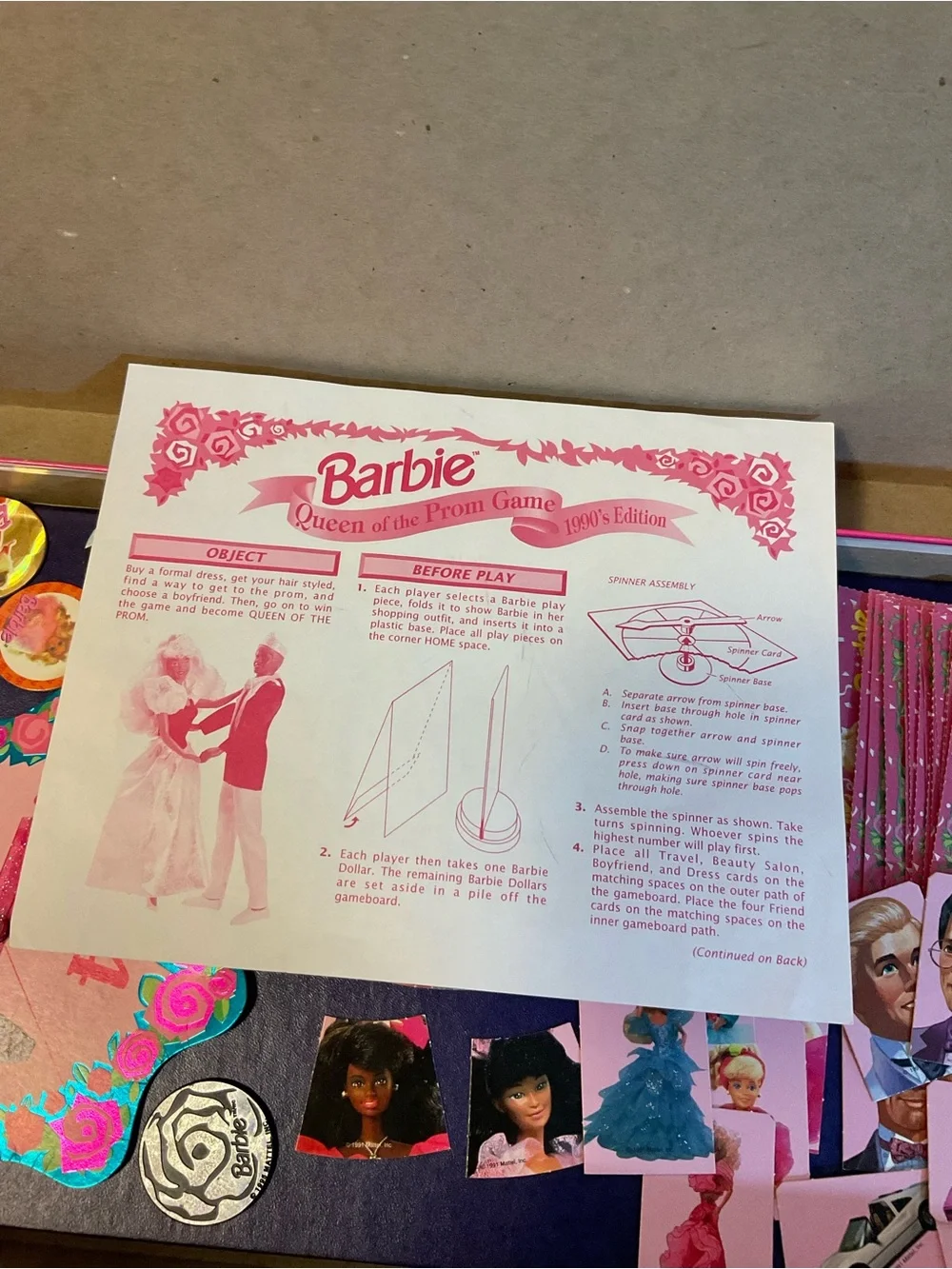 Vintage 90s Barbie Queen of the Prom Board Game COMPLETE